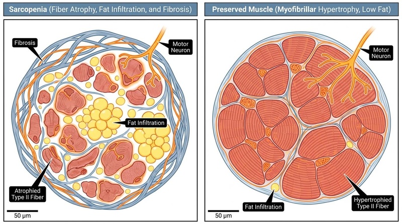 Anatomical Cross-Sections of Sarcopenia vs Preserved Muscle