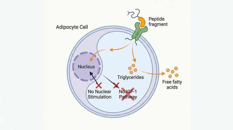 Mechanism of action of AOD-9604 on adipocytes