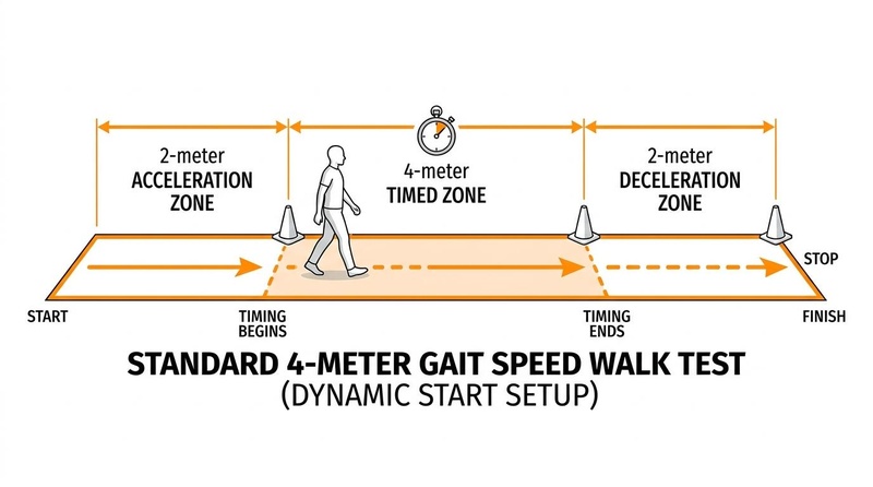 Standard 4-Meter Gait Speed Walk Test Setup
