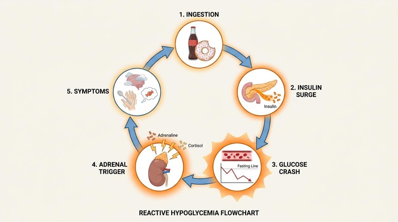 The reactive hypoglycemia physiological feedback cycle