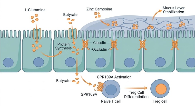 Biomedical diagram of gut repair pathways