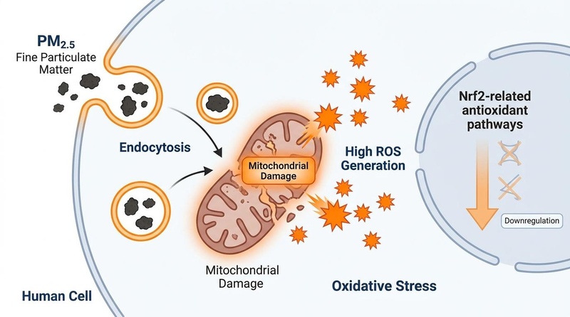 PM2.5-induced mitochondrial dysfunction and oxidative stress in human cells.