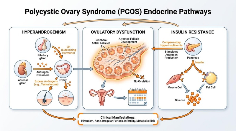 Polycystic Ovary Syndrome (PCOS) endocrine and diagnostic pathways