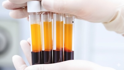Vials of Platelet-Rich Plasma after centrifugation