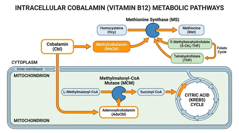 Vitamin B12 metabolic pathways